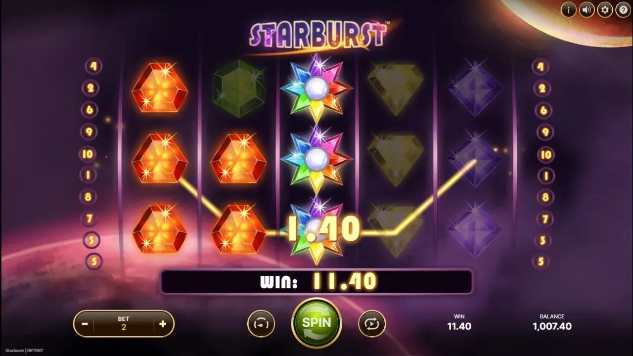 Космический фон и барабаны с драгоценными камнями в Starburst